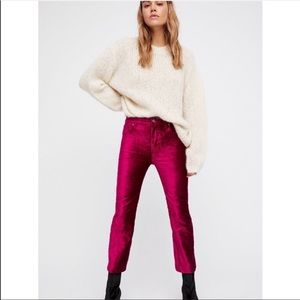 NEW Free People Pink Velvet Crop Pants